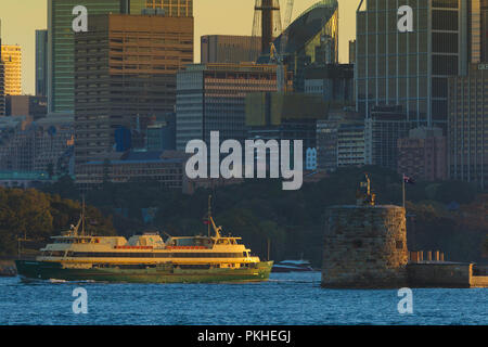 Detail aus den Hafen von Sydney in Australien, einschließlich Fort Denison, auch bekannt als Pinchgut. Stockfoto