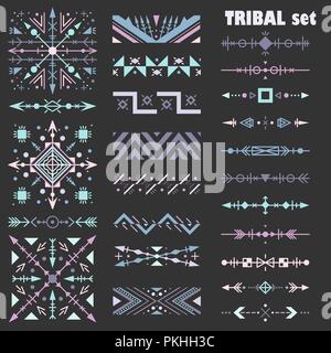 Vektor einrichten der Designelemente in Tribal Style. Pinsel festgelegt. Stock Vektor