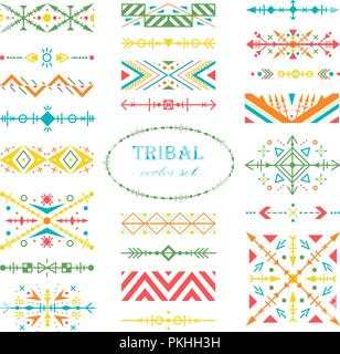 Vektor einrichten der Designelemente in Tribal Style. Pinsel festgelegt. Stock Vektor