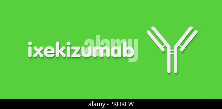 Ixekizumab monoklonaler Antikörper Droge. Ziele Interleukin 17 (IL-17); für die Behandlung der Plaque-psoriasis dargestellt. Generische Namen und stilisierte Antikörper r Stockfoto