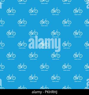 Klassiker Damen Fahrrad Muster nahtlose Vektor blau Stock Vektor