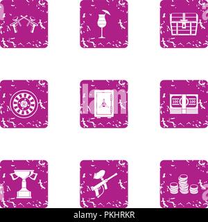 Paintball Wettbewerb Symbole gesetzt, grunge Stil Stock Vektor