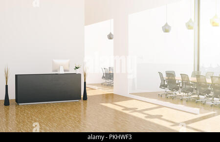 Büro Halle Rezeption 3D-Rendering Stockfoto