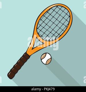 Vector Illustration mit handgezeichneten Tennis Schläger und Ball. Sport. Stock Vektor