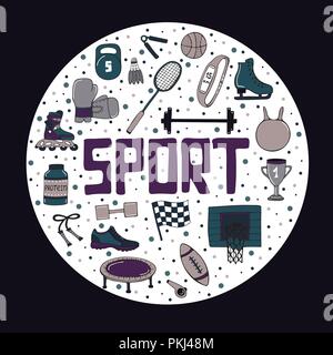 Vektor einrichten des Sports Illustrationen. Runde Form. Stock Vektor