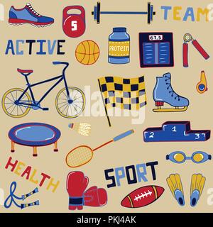 Vektor einrichten des Sports Illustrationen. Line Art. Stock Vektor