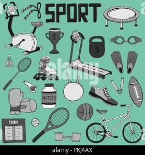 Vektor einrichten des Sports Illustrationen. Line Art. Stock Vektor