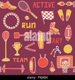 Vektor einrichten des Sports Illustrationen. Line Art. Stock Vektor