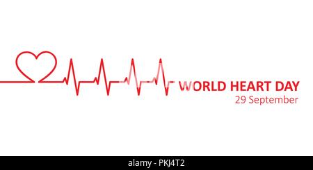 World Heart Day 29. September Banner Vektor-illustration EPS 10. Stock Vektor