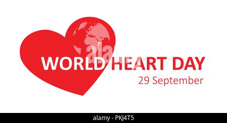 World Heart Day 29. September Erde Vektor-illustration EPS 10. Stock Vektor