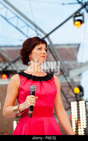 Die Aufzeichnung der Fernsehsendung 'Vlaanderen Muziekland" in Hever (Belgien, 10/07/2011) Stockfoto