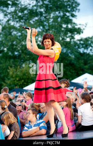 Die Aufzeichnung der Fernsehsendung 'Vlaanderen Muziekland" in Hever (Belgien, 10/07/2011) Stockfoto