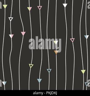 Dreieck thread Vektor nahtlose Muster abstrakte String schwarz Textur von Geometrie Hintergrund Stock Vektor