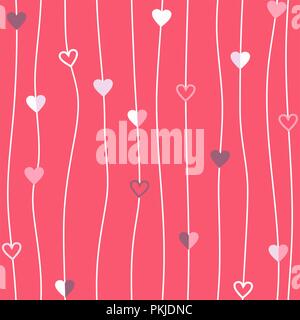 Herzen thread Vektor nahtlose Muster Abstrakte string rosa Textur von Geometrie Hintergrund Stock Vektor
