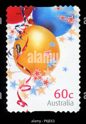 Australien - ca. 2010: einen Stempel in Australien gedruckten zeigt die drei Ballons, Weihnachten, ca. 2010 Stockfoto