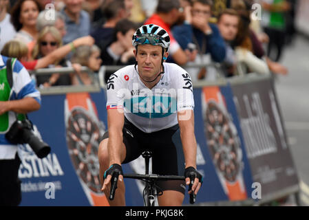 Ian Stannard von Team Himmel bei der OVO Energy Tour von Großbritannien Radrennen, Stadium 8, London, UK. Stockfoto