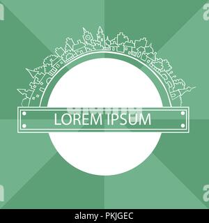 Die Konturen der Stadt um den Planeten logo Stock Vektor