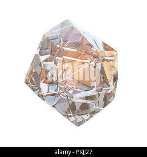 Erstaunlich bunte Diamanten Quarz Regenbogen Flamme blau Aqua Aura crystal Cluster closeup Makro auf weißem Hintergrund. Abstrakte Schmuck 3D-Darstellung Stockfoto