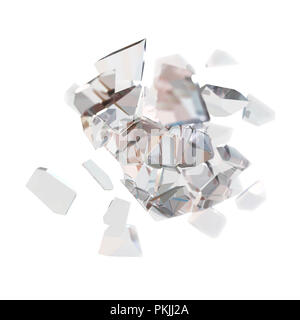 Erstaunlich bunte Diamanten Quarz Regenbogen Flamme blau Aqua Aura crystal Cluster closeup Makro auf weißem Hintergrund. Abstrakte Schmuck 3D-Darstellung Stockfoto