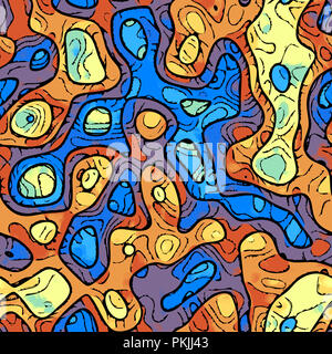 Zusammenfassung nahtlose Blau Orange Gelb Violett Lack blobs Textur Hintergrund Stockfoto