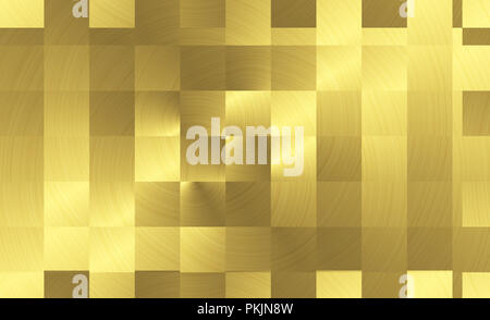 Quadratischen Platten aus gebürstetem Gold Metall oberfläche. Reflektierende gradient Schwarzweiß-Panel. Textur aus Metall. Abstrakte goldenen Hintergrund Stockfoto