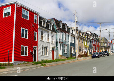 Bunte Eigentumswohnungen und Apartments in St Johns, Neufundland, Kanada, Downtown Stockfoto