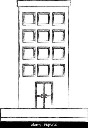 Gebäude Hochhaus Architektur außen Symbol Vektor Grafik Handzeichnung Stock Vektor