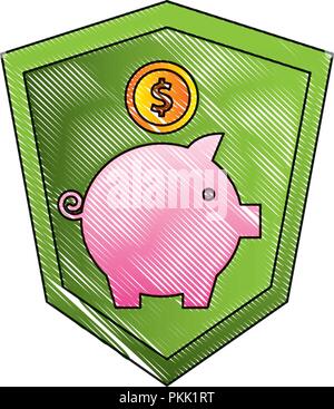 Schutzplatte Sparschwein Münzen Währung Geld Stock Vektor