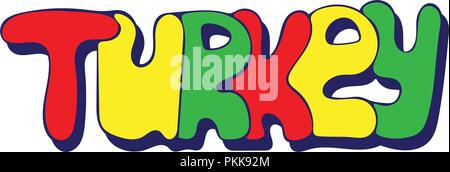 Handgezeichneten helle Schrift - Türkei. Stock Vektor