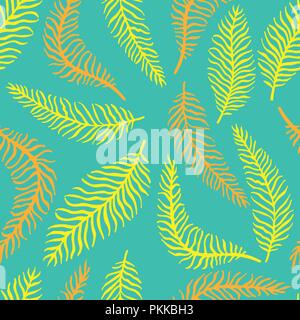 Helle Blume nahtlose Muster mit gelben und orangen Farn. Stock Vektor