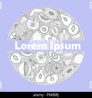 Runde Abbildung mit hand-doodle Obst gezeichnet. Stock Vektor