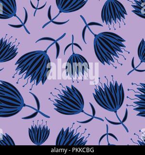 Cute nahtlose Muster mit handgezeichneten fantasy Blumen. Stock Vektor