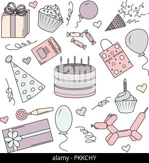 Eine Reihe von Farbe Elemente für einen Geburtstag. Weißer Hintergrund. Stock Vektor