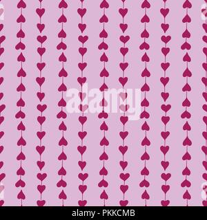 Sanfte nahtlose Muster mit handgezeichneten lila Herzen. Stock Vektor