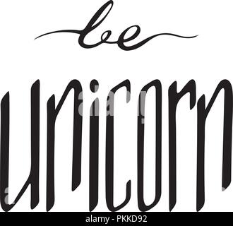 Einzigartige handgezeichneten Schriftzug über einhörner - einhörner. Stock Vektor
