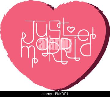 Bunte handgezeichneten Schriftzug Zitat mit einem Satz gerade geheiratet. Stock Vektor