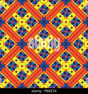 Helle geometrische nahtlose Muster im bulgarischen Stil mit Plätzen. Stock Vektor