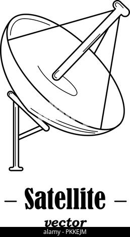 Vektor Schriftzug für Satelite. Abbildung schwarz auf weißem Hintergrund. Stock Vektor