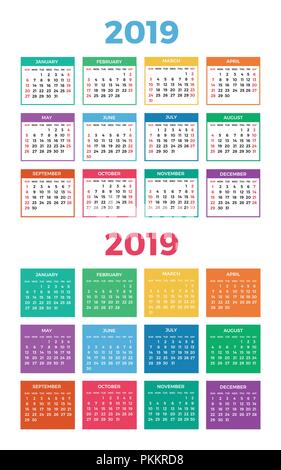 Kalender für 2019 auf Weiß Stock Vektor