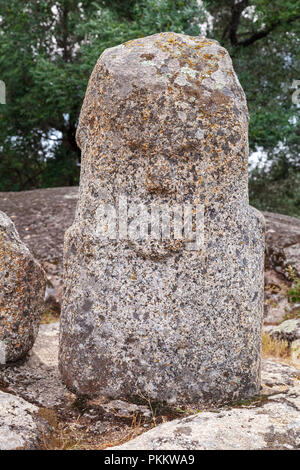 Prähistorische Stein Statue in Filitosa, Megalithen in Korsika, Frankreich Stockfoto