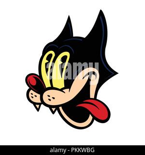 Vintage Toons: 30s style Vintage cartoon Charakter crazy Cat lächelnd Mit herausgestreckter Zunge Stock Vektor