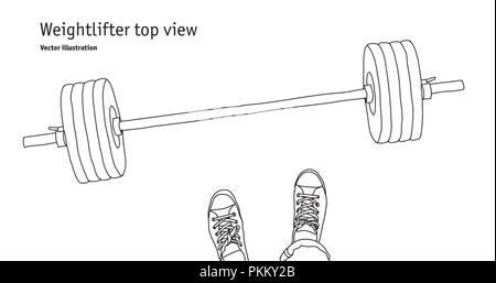 Gewichtheber Männer Fuß oben schwarz und weiß Stock Vektor