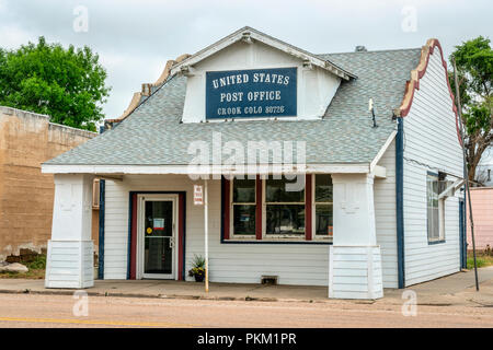 Crook, CO, USA - 28. Mai 2018: US-Post in einem kleinen ländlichen Stadt im östlichen Colorado. Stockfoto