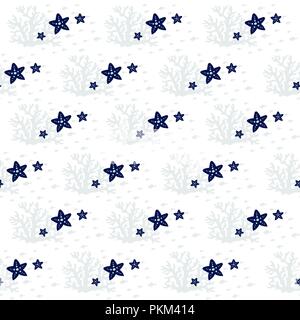 Seesterne nahtlose Vektor Muster. Cute marine Muster für Baby Kleidung, Stoffe, Textil, Verpackung Papier. Cartoon Tiere Vector Illustration Stock Vektor