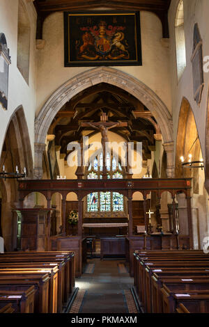 England, Yorkshire, Wharfedale, Burnsall, 12. Jahrhundert Kirche St. Wilfrid's Interieur Stockfoto