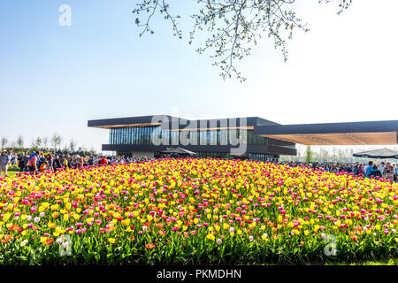 Lisse, Niederlande - 22 April 2018: Keukenhoff, der Eingang zum Tulip Gärten Stockfoto