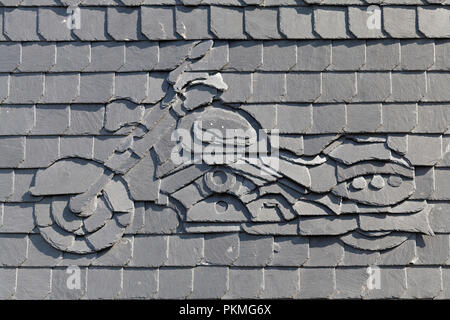 Harley Davidson Motorrad in Schiefer bei Schiefer Haus, Bad Berleburg, Kurort, Wittgensteiner Land Stockfoto