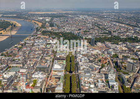 Luftaufnahme, Hofgarten, Dreischeibenhaus, ERGO Verwaltung, Kö-Bogen, ehemaliger E: in der Verwaltung in Düsseldorf, Rheinland Stockfoto