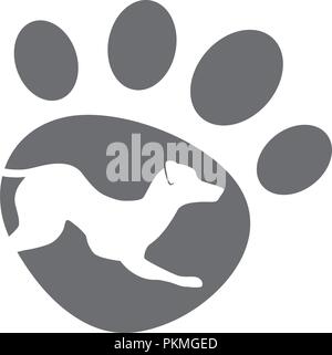 Verspielter Hund Silhouette bei Hunden Pfotenabdruck Vector Illustration Stock Vektor
