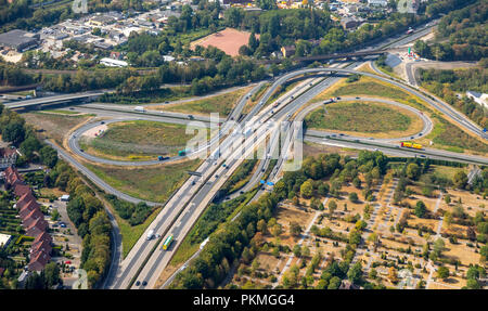 Luftaufnahme, Schnittpunkt Schnittpunkt Herne, Herne, Herne Kreuzung, Autobahn A43, A42, Bau der Autobahn arbeitet Stockfoto